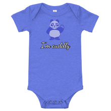 Load image into Gallery viewer, Howdy Panda - I&#39;m Cuddly Baby Bodysuit Blue