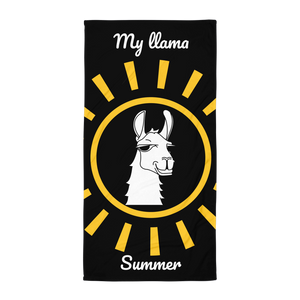 The Cool Llama - Beach Towel Black