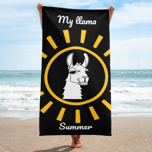 The Cool Llama - Beach Towel Black