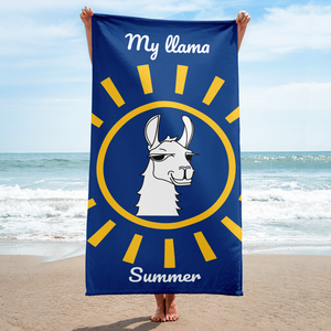 The Cool Llama - Beach Towel Blue