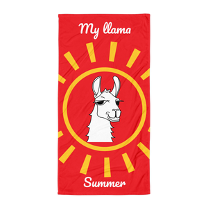 The Cool Llama - Beach Towel Red