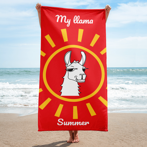 The Cool Llama - Beach Towel Red