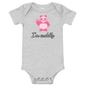 Howdy Panda - I'm Cuddly Baby Bodysuit Pink